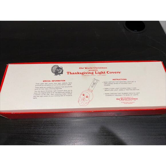 VTG Old World Christmas Thanksgiving Light Covers Set of 6 w/Box New Pilgrims - Picture 15 of 15